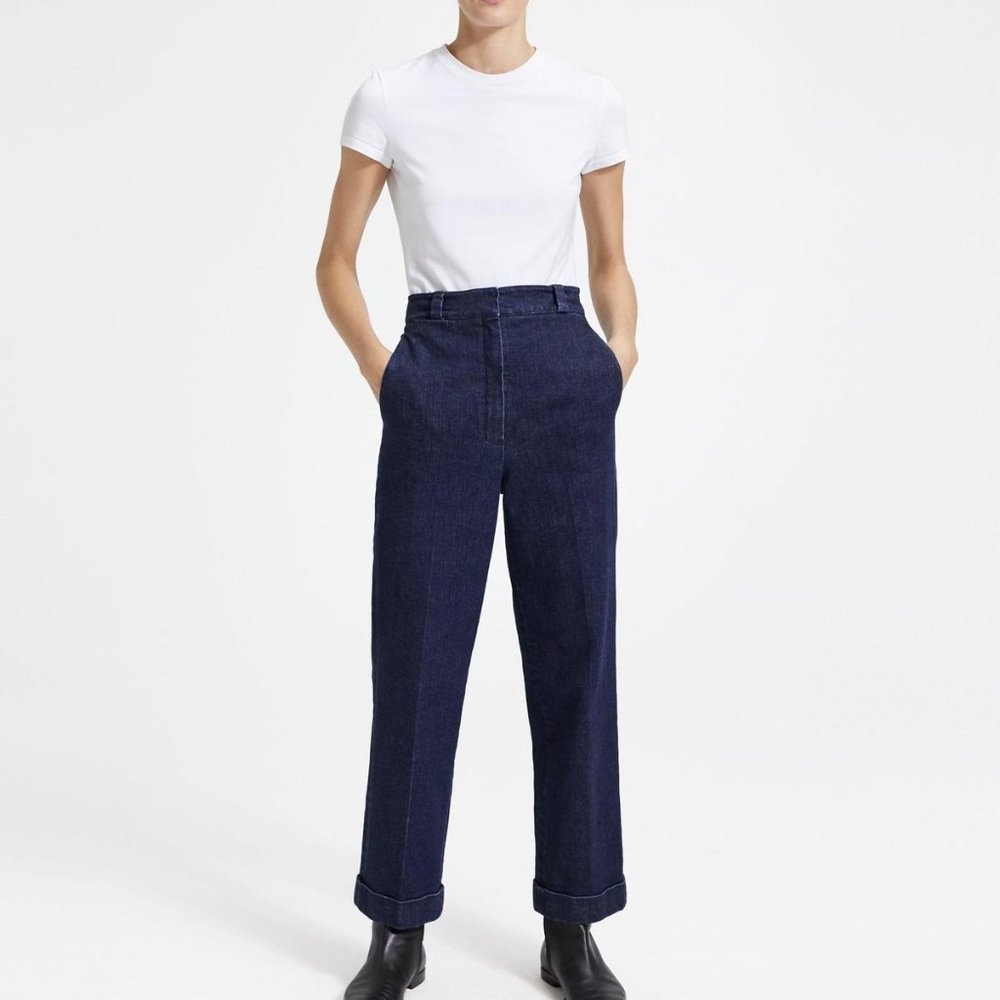 Theory Structured Denim Straight Cuff Pant